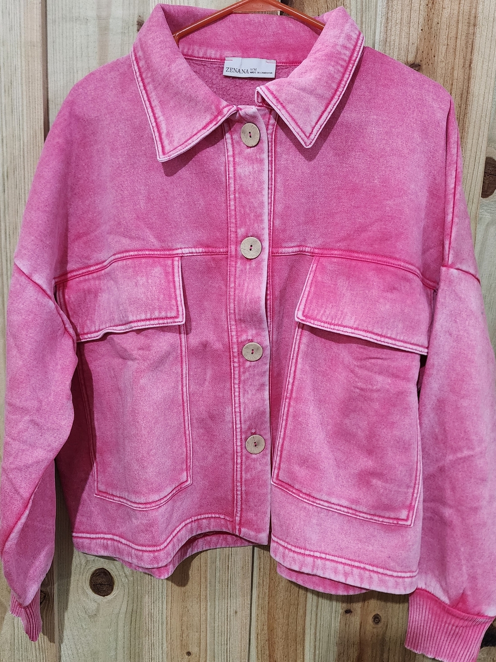 Zenana Pink Cropped Utility Jacket. NWT #OJW-4311D4 -191